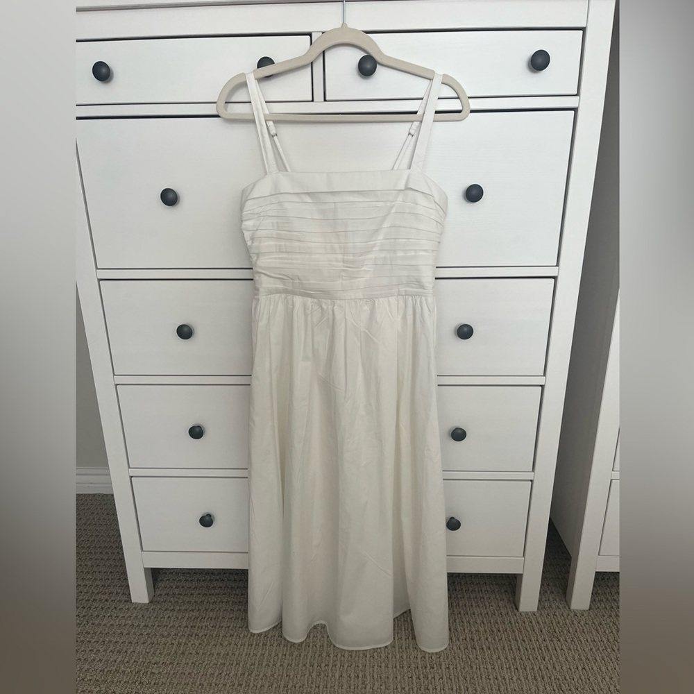 A&F Emerson Poplin Wide Strap Midi Dress. White. Size MP. BNWT